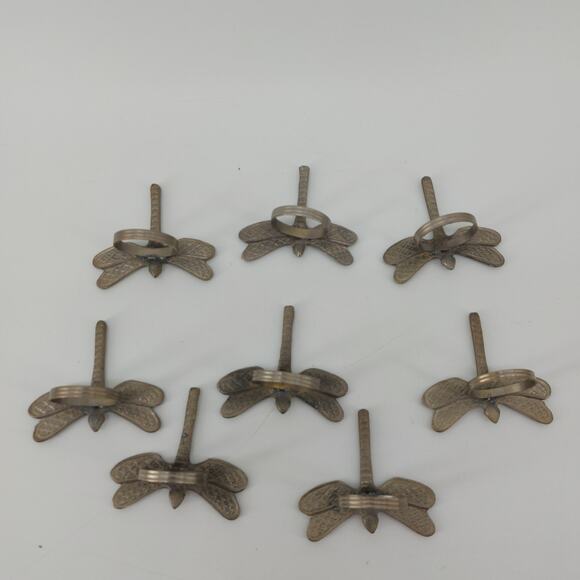 Dragonfly Napkin Rings Pewter? Silver Tone Garden Set of 8 - Picture 7 of 8